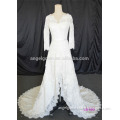 long sleeve A-line bridal gown, long train lace wedding dress